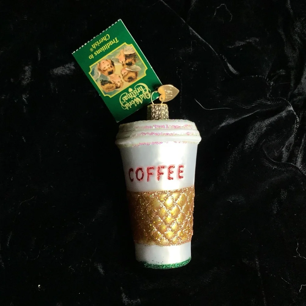 Old World Christmas Coffee Cup To Go Hanging Ornament 32171-OWC